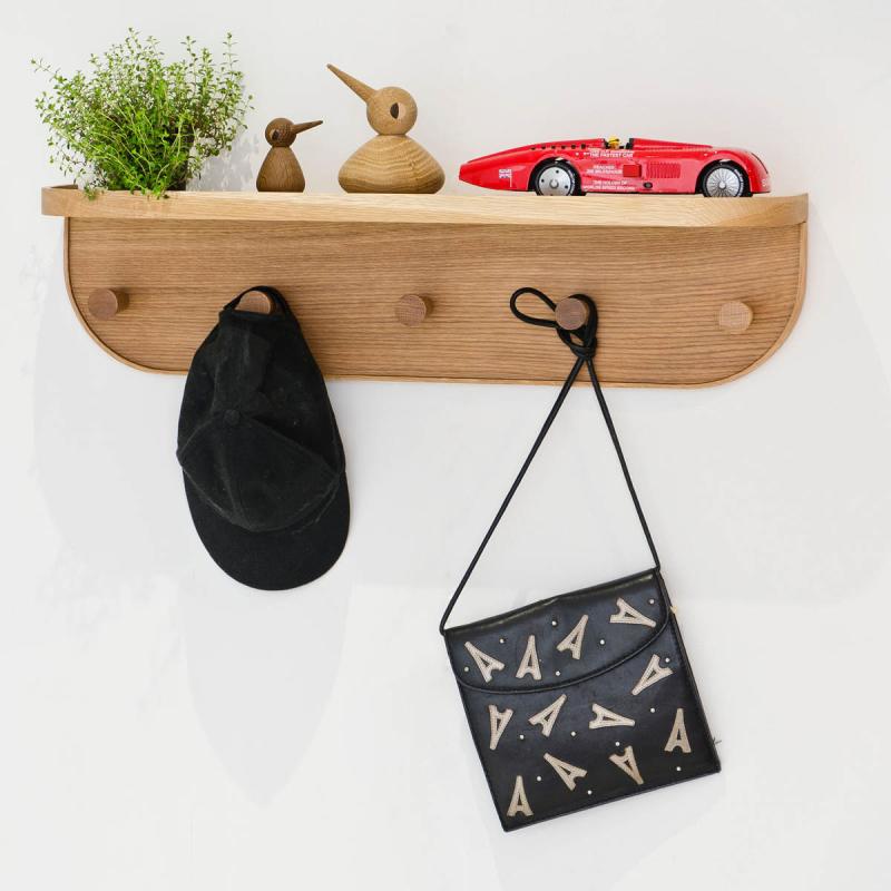 Wireworks Nook Vägghylla med 5 krokar 71 cm Ek