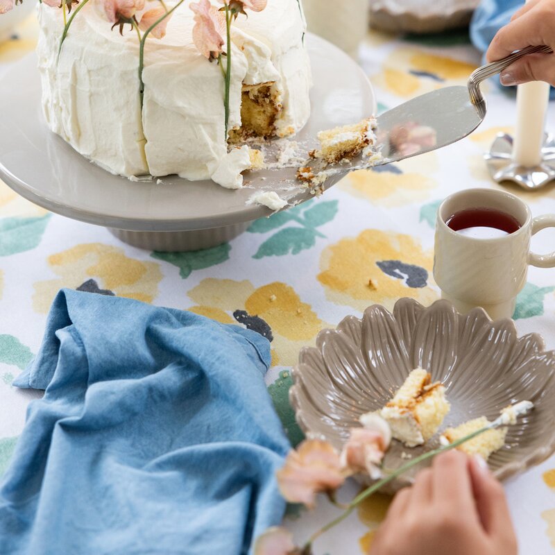 Sagaform Eden rund vaxad duk 180 cm gul mix