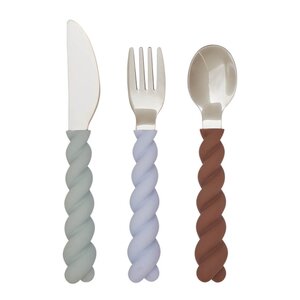 OYOY Mellow barnbestick 3 delar Pale Mint/Choko/Ice Blue