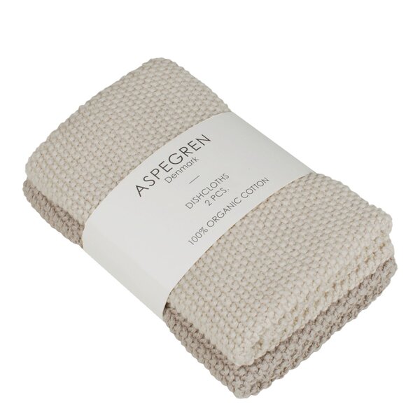 Aspegren Solid disktrasa stickad 26x26 cm 2-pack sand