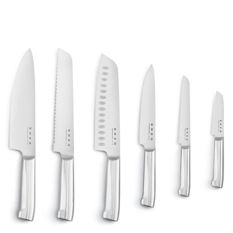 SMEG knivblock med 6 knivar KBSF02 pastellblå