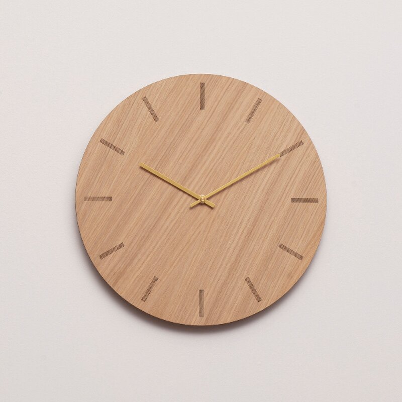 Hemverk Light Oak väggklocka 38 cm ljus ek med guldvisare