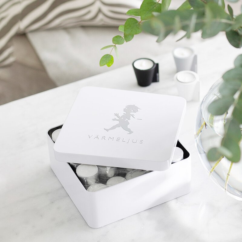 SOLSTICKAN Värmeljuslåda för 100 ljus Vit blank