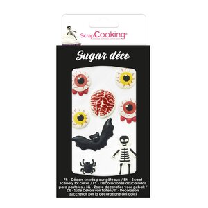 ScrapCooking Halloween ätbara tårtdekorationer 8-pack svart/röd/vit
