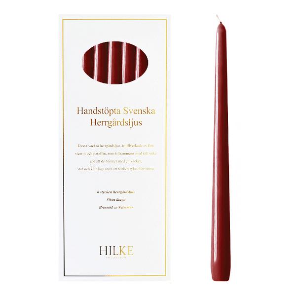 Hilke Herrgårdsljus 30 cm 6-pack Vinröd