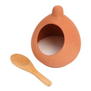 Dexam Terracotta saltkar med sked 9 cm