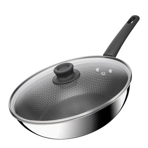 Tefal Emotion Plus Power SS Mesh wokpanna med lock 28 cm honeycomb