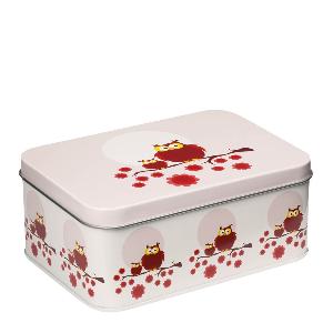 Blafre Uggla matlåda / förvaringslåda plåt 10x14 cm rosa/röd