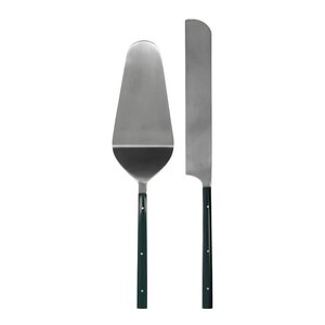 House Doctor Lata tårtspade & tårtkniv 28 cm mörkgrön/polerat stål