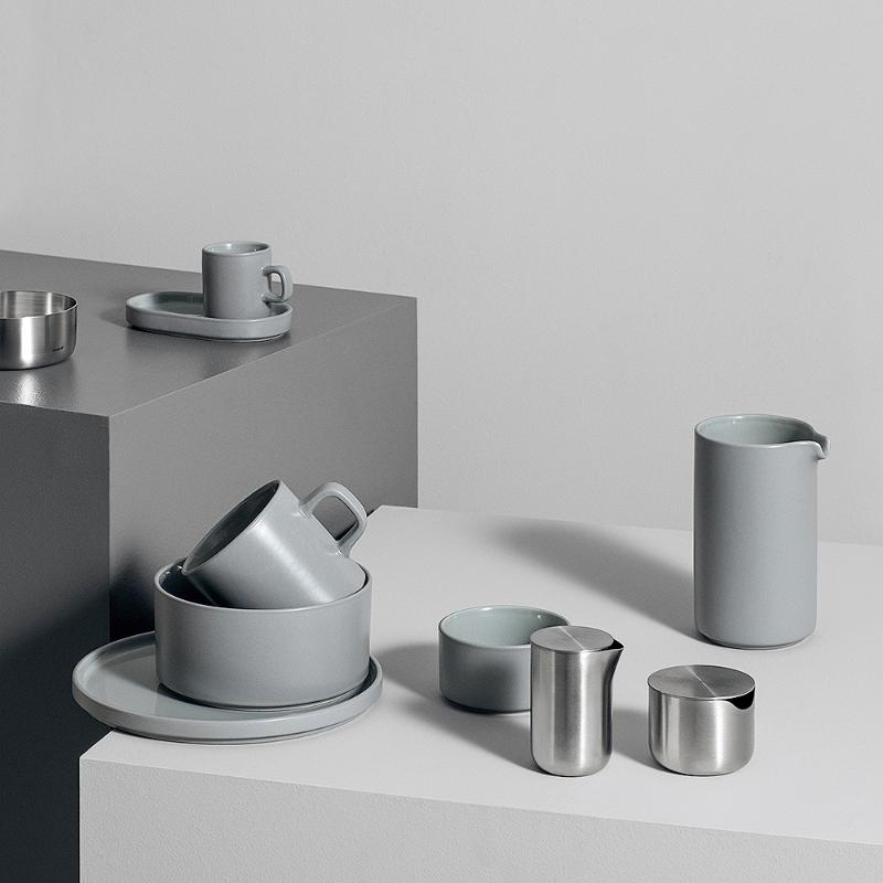Blomus Pilar Kaffekoppar m/Fat 7 cm 2-pack Mirage Grey