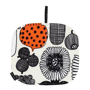 Marimekko Puutarhurin Parhaat grytlapp 22x22 cm vit/svart/orange
