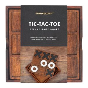 Iron & Glory Träspel Tic-Tac-Toe tre i rad 14x14 cm trä