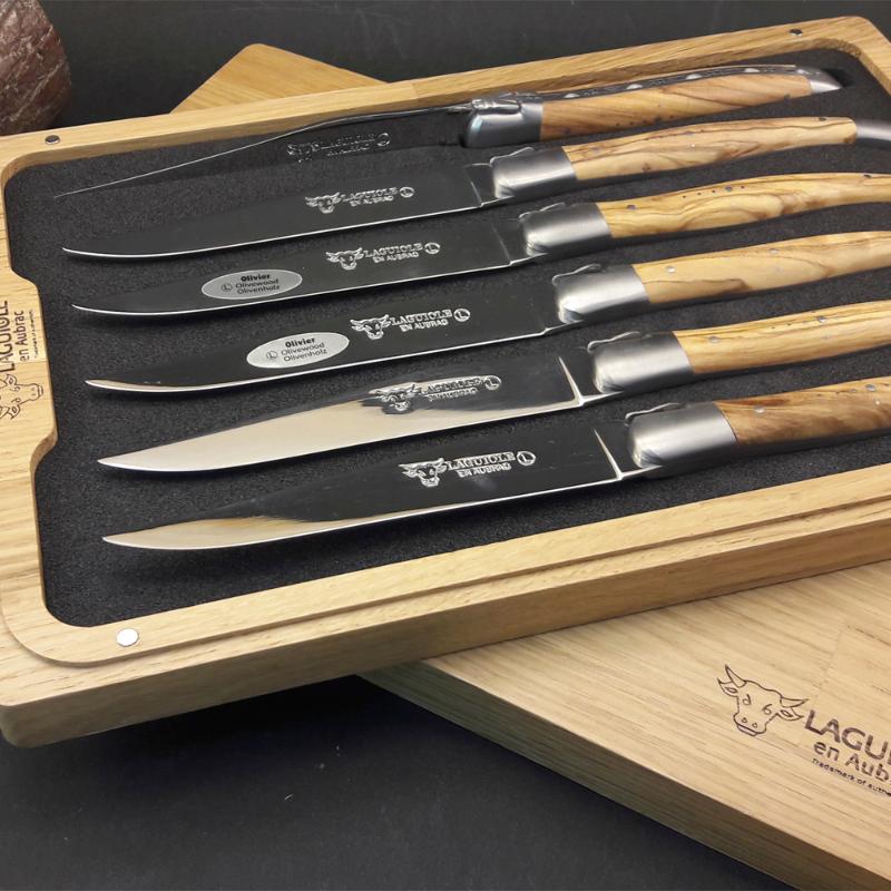Laguiole en Aubrac Stekkniv 6-pack Olivträ