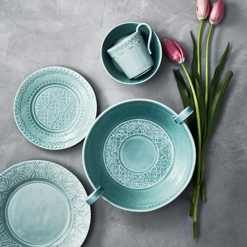 Bordallo Pinheiro Rua nova tallrik flat 22 cm aqua