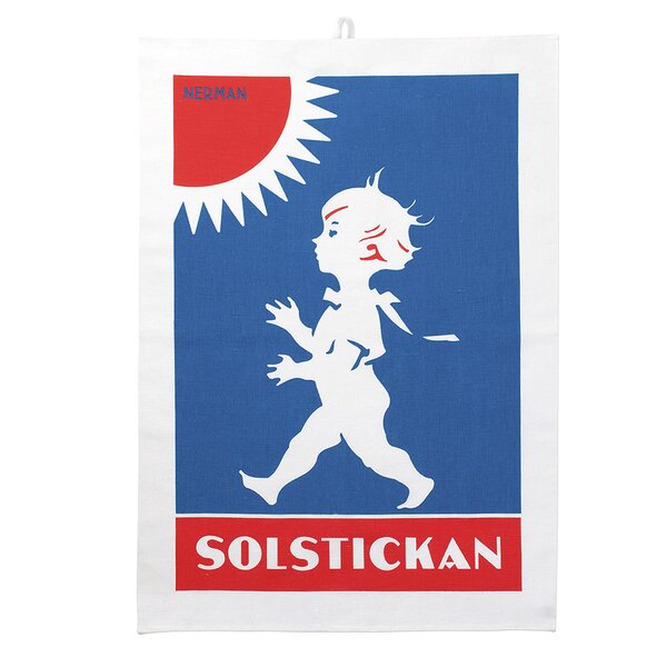 SOLSTICKAN Handduk Halvlinne 50x70 cm Röd/Blå
