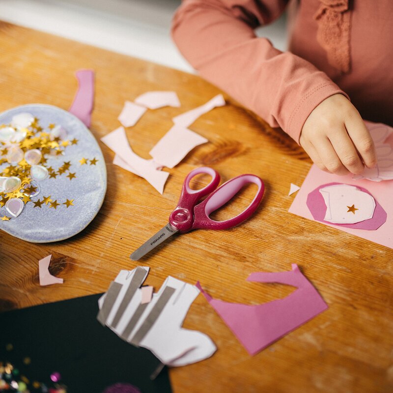 Fiskars Kids sax 6+ år 13 cm glitter lila