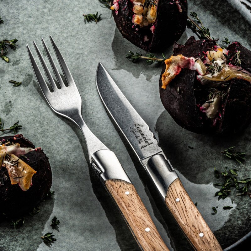 Laguiole Style de Vie Grillbestick gaffel 22 cm 6-pack Oak Stonewash