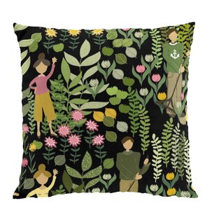 Arvidssons Textil Trädgård kuddfodral 47x47 cm svart/grön