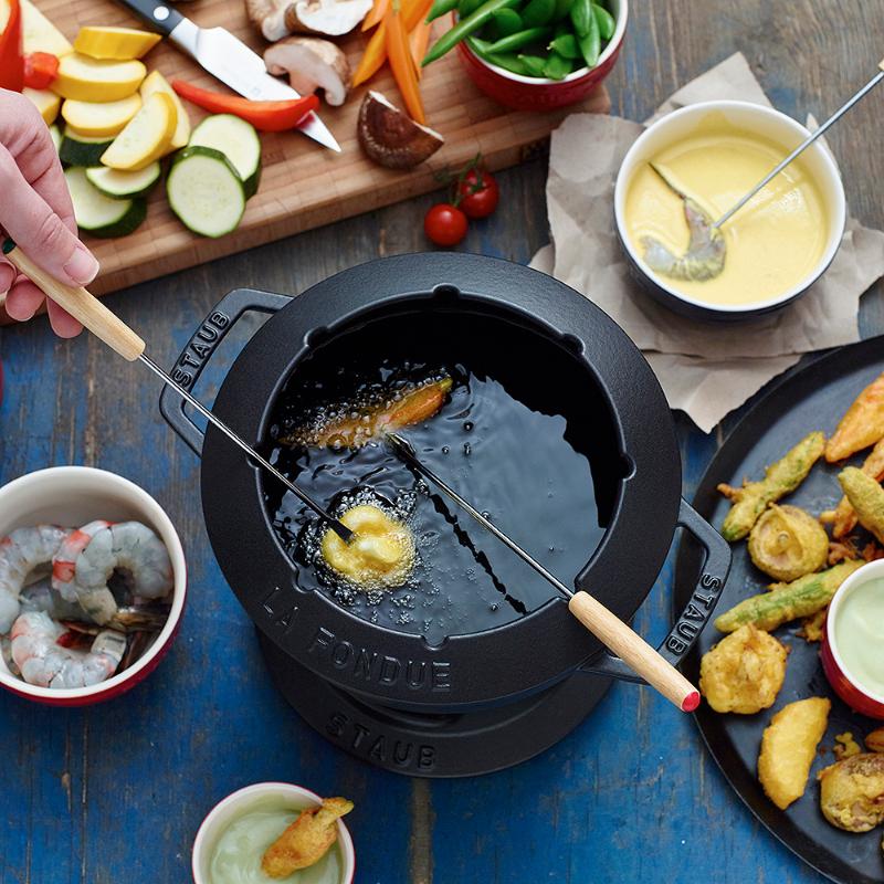 Staub Fondueset 1,1 L gjutjärn Svart