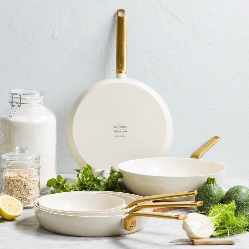 GreenPan Evolution keramisk stekpanna 2 delar 20+28 cm creme