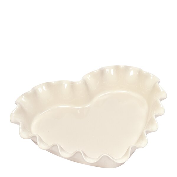 Emile Henry Pajform hjärtformad 33 cm 1,5 L kräm