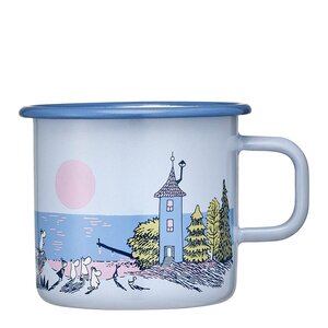 Muurla Mumin Emaljmugg Solnedgång 55 cl blå