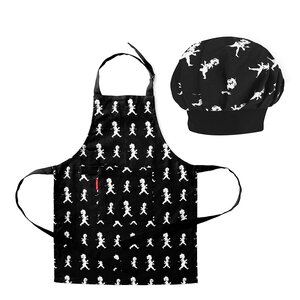 SOLSTICKAN Förkläde + Kockmössa barn Svart