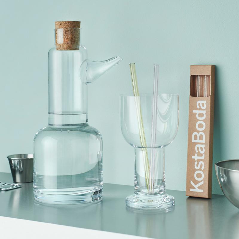 Kosta Boda Contrast Sugrör 20 cm 2-pack Rosa/Gul