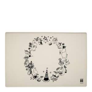 Muurla Moomin for Pets silikonmatta 60x40 cm mumin 80 år benvit/svart