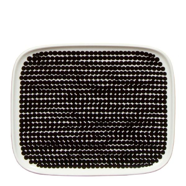 Räsymatto Tallrik Svart liten prick 15x12 cm