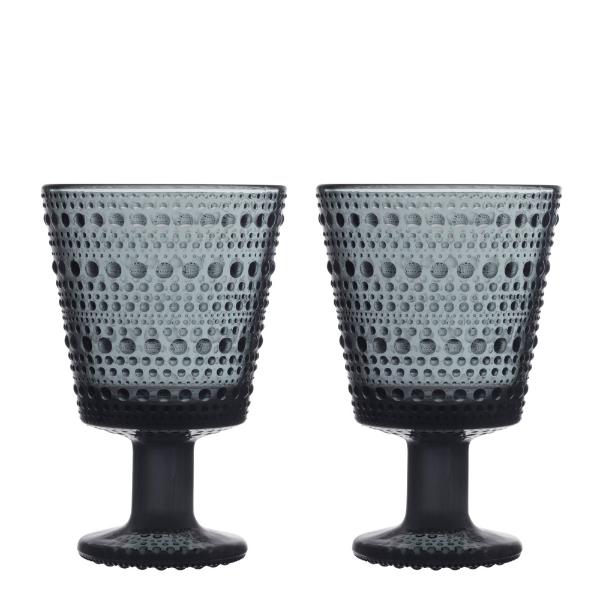 Kastehelmi Glas på fot 2-pack Mörkgrå