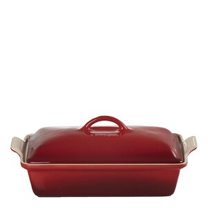 Le Creuset Heritage rektagulär fat m/lock 33x24 cm 3,8L cerise