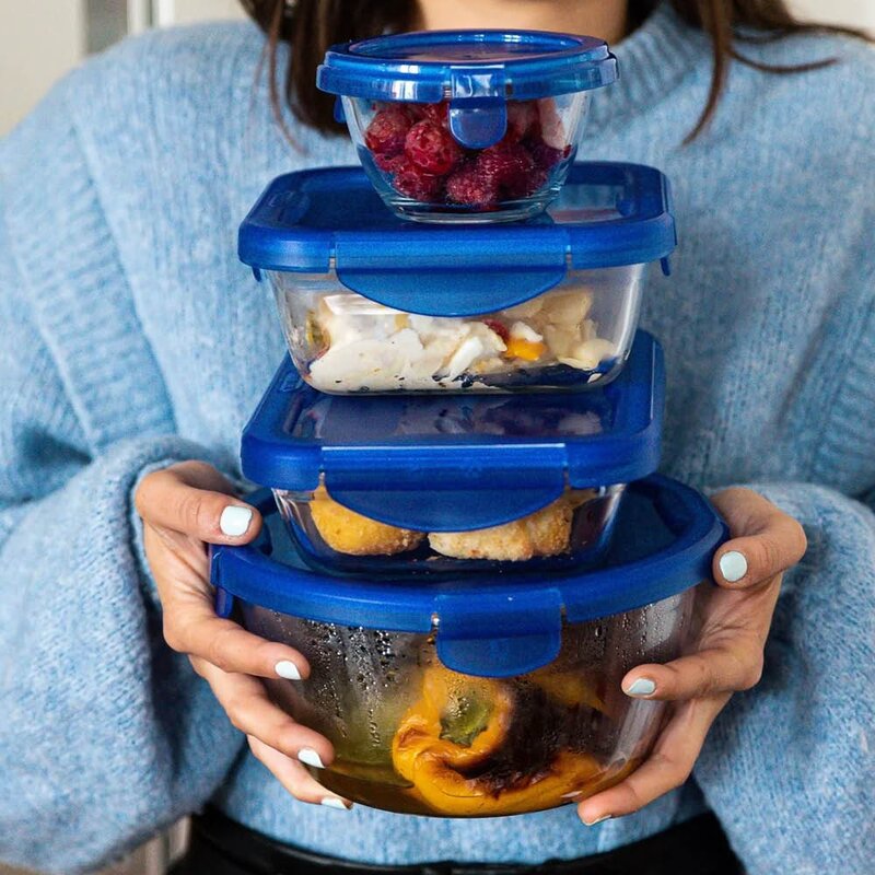 Pyrex Cook & Go förvaringsburk 0,8 L blå/klar