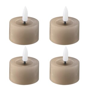 Edelweiss LED värmeljus 4-pack 4,5x2,5 cm taupe