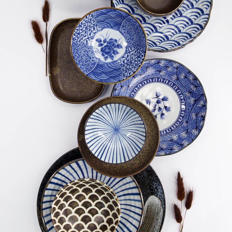 Tokyo Design Studio Natsu Tokusa ramen skål 21x7,8 cm 1 L blå/vit