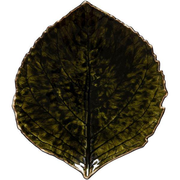 Riviera hortensiablad assiett 17×15 cm mörkgrön/svart