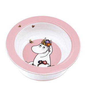 Rätt Start Mumin tallrik med sugpropp 15,5 cm Äng rosa