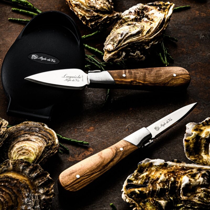Laguiole Style de Vie Ostron-/skaldjurskniv set 3 delar Olive