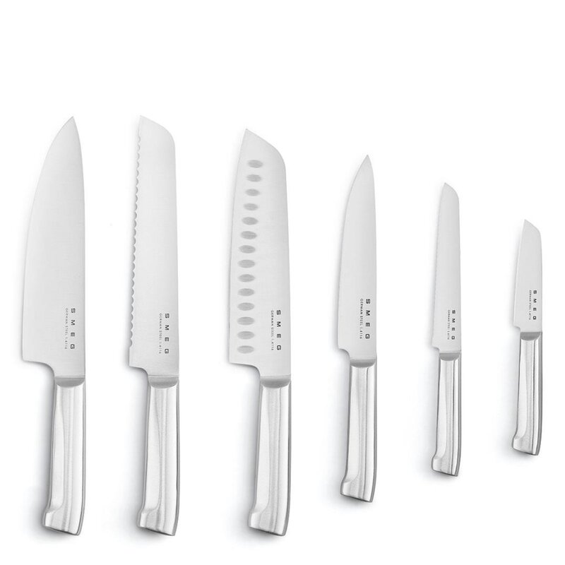 SMEG knivblock med 6 knivar KBSF02 svart