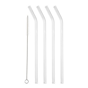 Lyngby Sugrör med böj 21,5 cm 4-pack glas klar