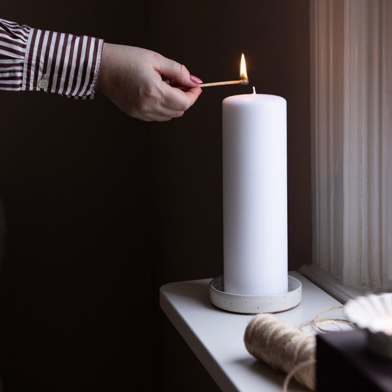 Liljeholmens Blockljus stearin 7,8x25 cm vit