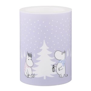 Muurla Mumin LED blockljus 10 cm Snöfall lila