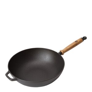 Anders Petter Signerat wokpanna gjutjärn 32 cm ekträ/svart