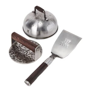 Satake Kuro smash set hamburgerpress 3 delar brun/rostfri