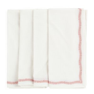 Chamois White Embroidery servetter 50x50 cm 4-pack lantana rose