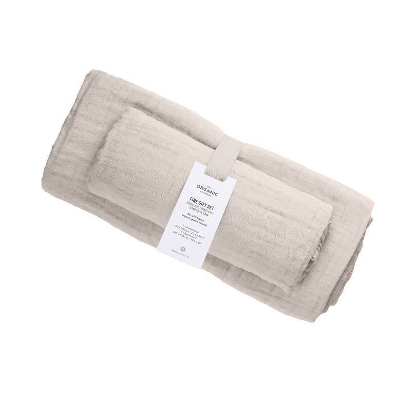 The Organic Company FINE set med badlakan och handduk stone