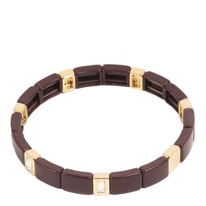 A&C Oslo Enamel Tiles Crystal Line armband emalj burgundy/guld/kristall
