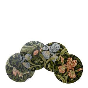 William Morris Iris glasunderlägg 4-pack 10 cm grön