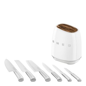 SMEG knivblock med 6 knivar KBSF02 vit