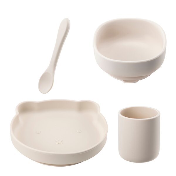 Modern House Chic kids barnservis 4 delar silikon creme